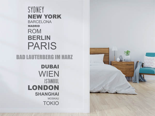 Wandtattoo Bad Lauterberg im Harz mit Weltstädten