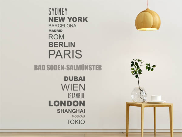 Wandtattoo Bad Soden-Salmünster mit Weltstädten