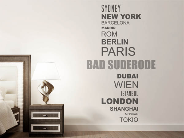 Wandtattoo Bad Suderode mit Weltstädten