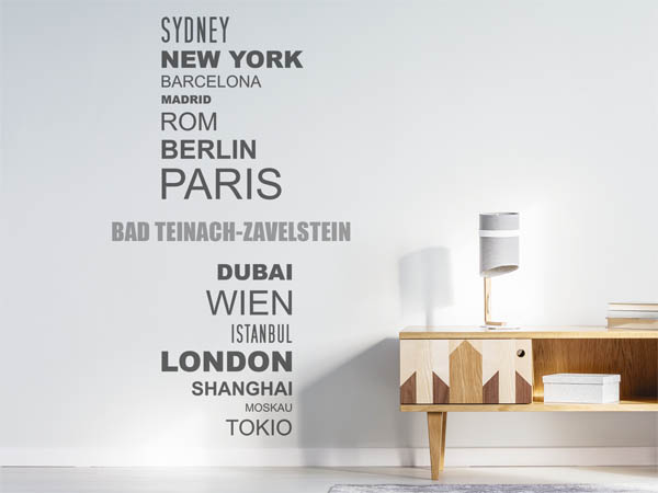 Wandtattoo Bad Teinach-Zavelstein mit Weltstädten
