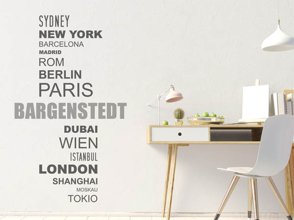 Wandtattoo Bargenstedt mit Weltstädten