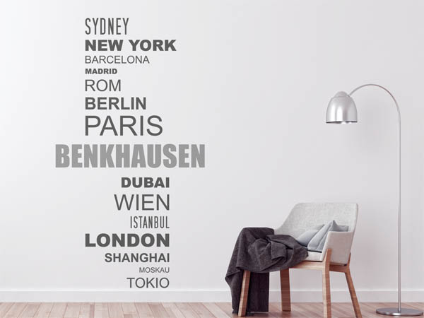 Wandtattoo Benkhausen mit Weltstädten