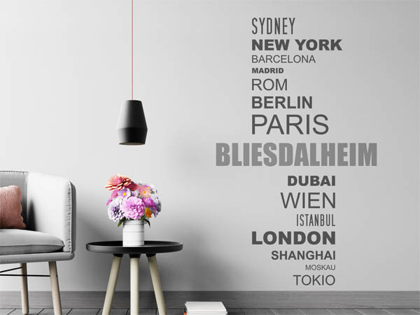 Wandtattoo Bliesdalheim mit Weltstädten