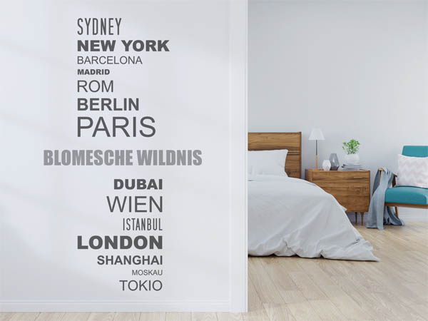 Wandtattoo Blomesche Wildnis mit Weltstädten