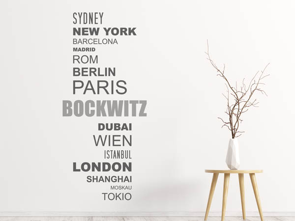 Wandtattoo Bockwitz mit Weltstädten