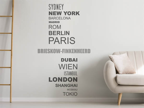 Wandtattoo Brieskow-Finkenheerd mit Weltstädten