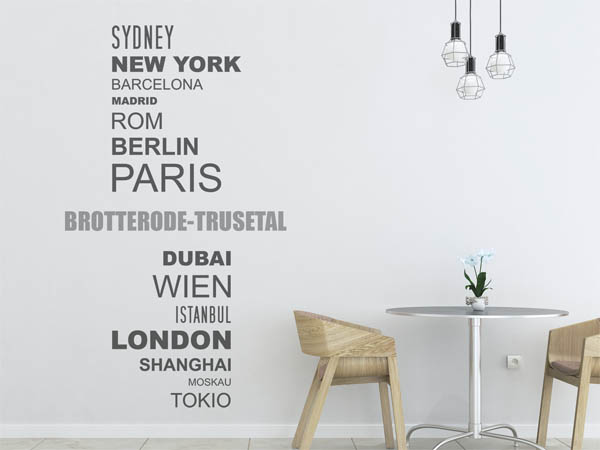 Wandtattoo Brotterode-Trusetal mit Weltstädten