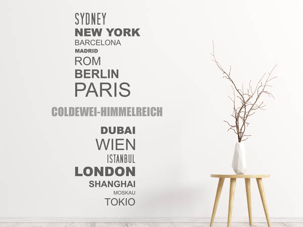 Wandtattoo Coldewei-Himmelreich mit Weltstädten