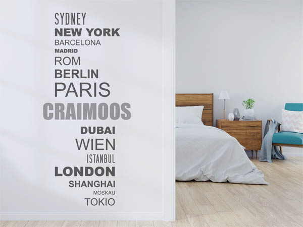 Wandtattoo Craimoos mit Weltstädten