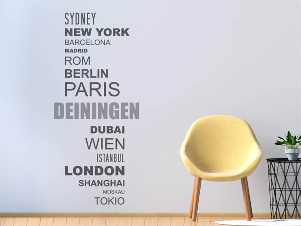 Wandtattoo Deiningen mit Weltstädten