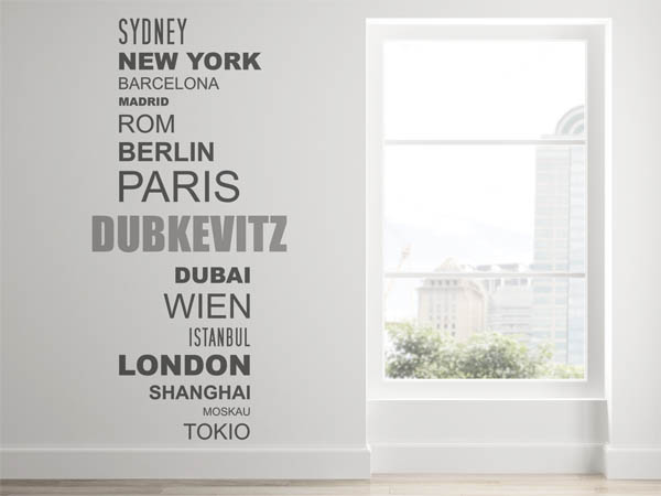 Wandtattoo Dubkevitz mit Weltstädten