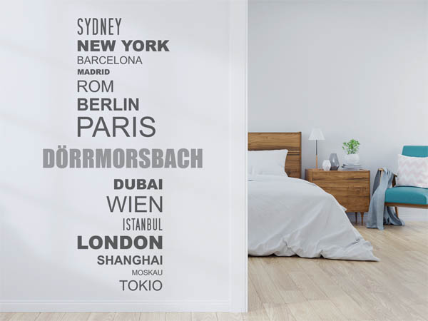 Wandtattoo Dörrmorsbach mit Weltstädten