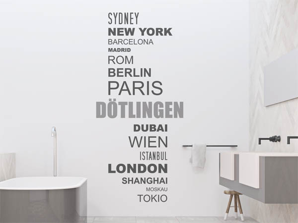 Wandtattoo Dötlingen mit Weltstädten