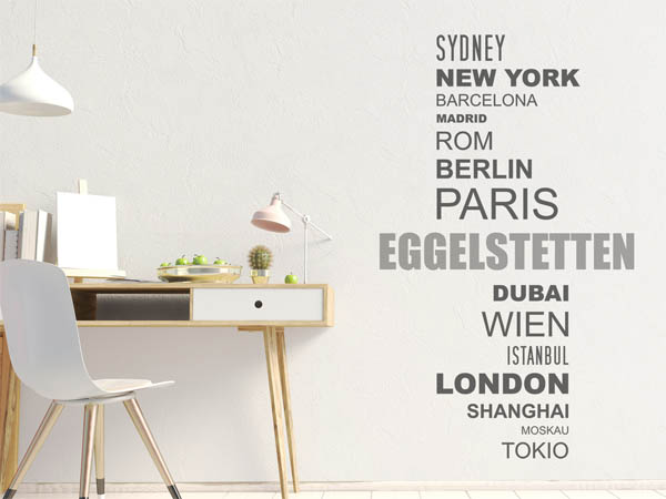 Wandtattoo Eggelstetten mit Weltstädten