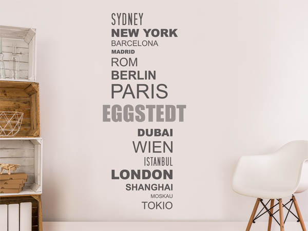 Wandtattoo Eggstedt mit Weltstädten