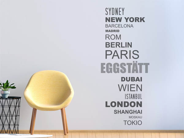 Wandtattoo Eggstätt mit Weltstädten
