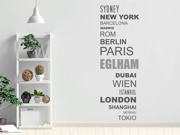 Wandtattoo Eglham mit Weltstädten