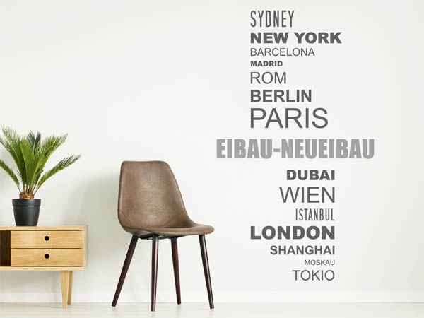Wandtattoo Eibau-Neueibau mit Weltstädten