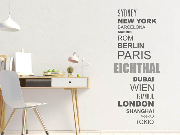 Wandtattoo Eichthal mit Weltstädten