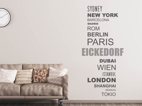 Wandtattoo Eickedorf mit Weltstädten