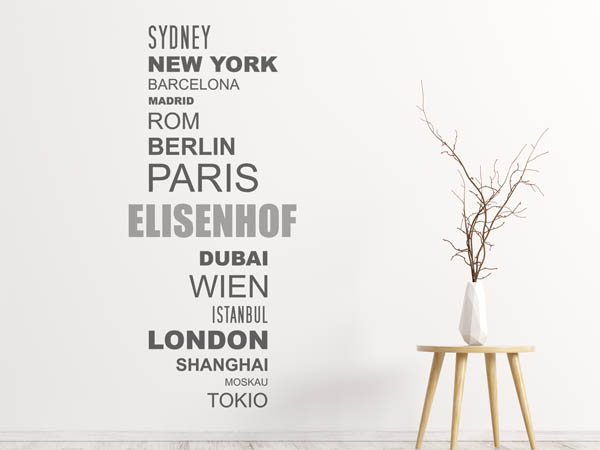 Wandtattoo Elisenhof mit Weltstädten