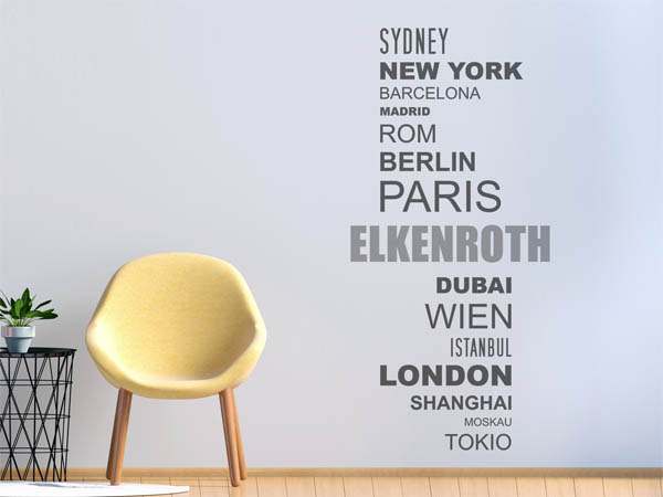 Wandtattoo Elkenroth mit Weltstädten