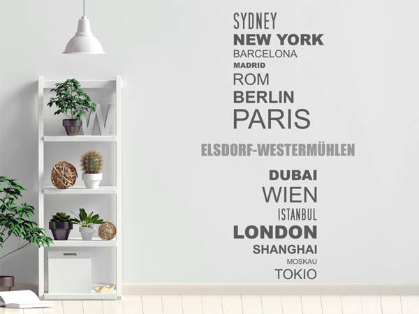 Wandtattoo Elsdorf-Westermühlen mit Weltstädten