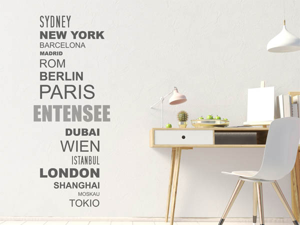 Wandtattoo Entensee mit Weltstädten