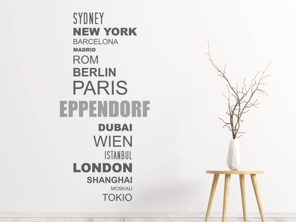 Wandtattoo Eppendorf mit Weltstädten
