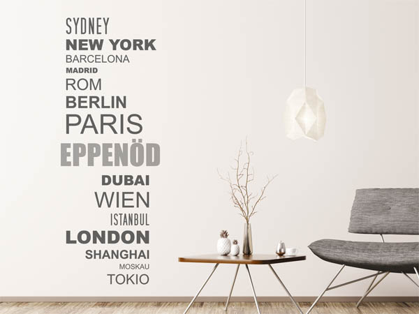 Wandtattoo Eppenöd mit Weltstädten