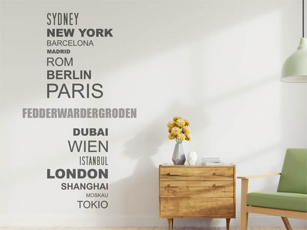 Wandtattoo Fedderwardergroden mit Weltstädten