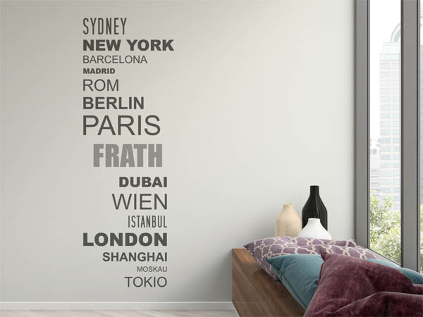 Wandtattoo Frath mit Weltstädten