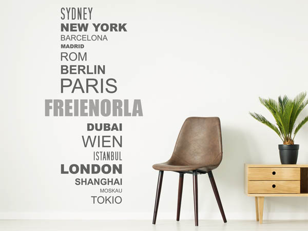 Wandtattoo Freienorla mit Weltstädten