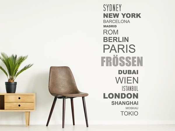 Wandtattoo Frössen mit Weltstädten