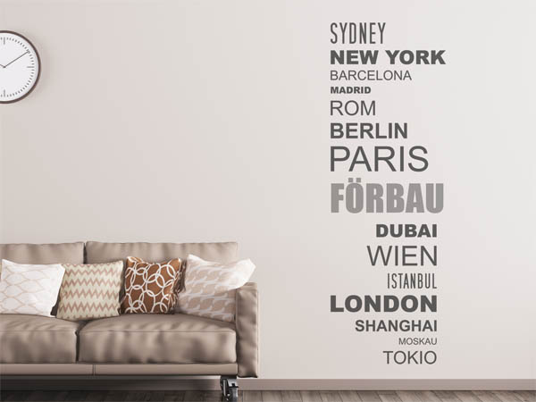 Wandtattoo Förbau mit Weltstädten