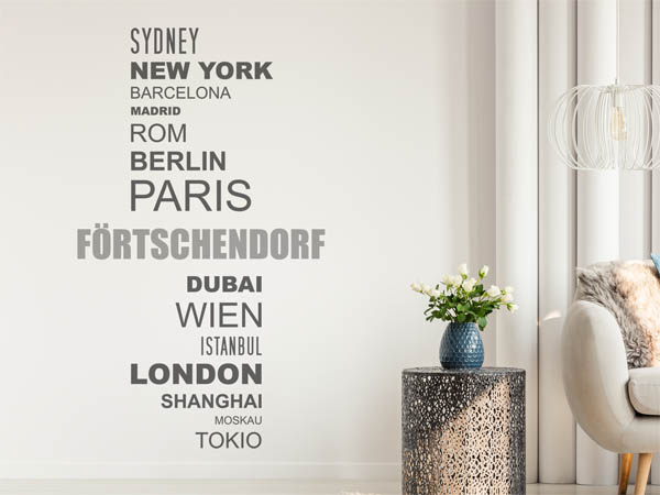 Wandtattoo Förtschendorf mit Weltstädten