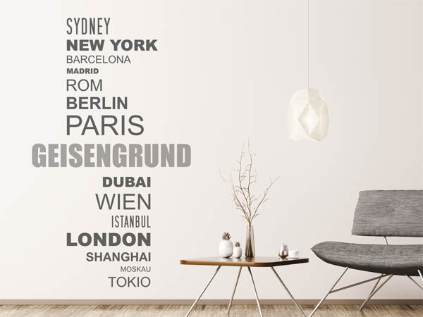 Wandtattoo Geisengrund mit Weltstädten