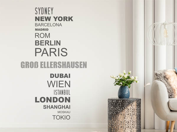 Wandtattoo Groß Ellershausen mit Weltstädten