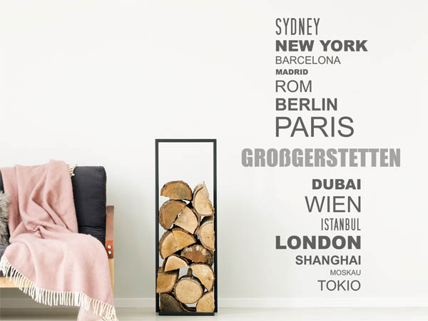 Wandtattoo Großgerstetten mit Weltstädten