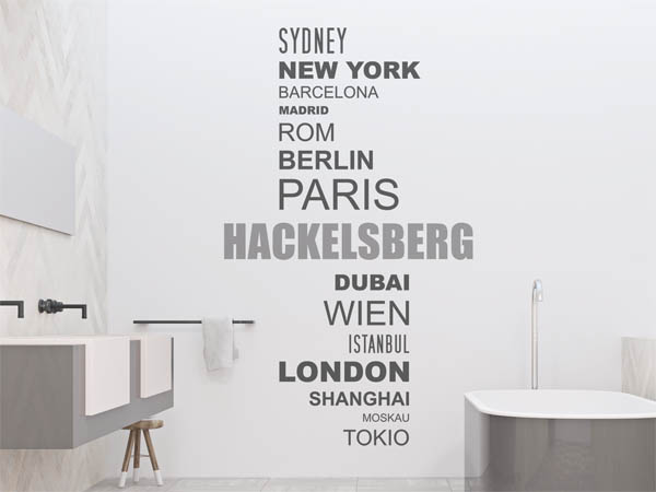 Wandtattoo Hackelsberg mit Weltstädten