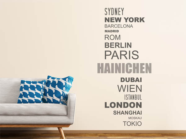 Wandtattoo Hainichen mit Weltstädten