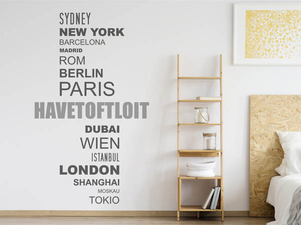 Wandtattoo Havetoftloit mit Weltstädten