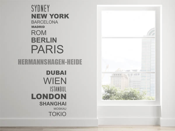 Wandtattoo Hermannshagen-Heide mit Weltstädten