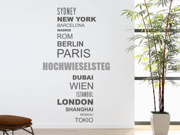 Wandtattoo Hochwieselsteg mit Weltstädten