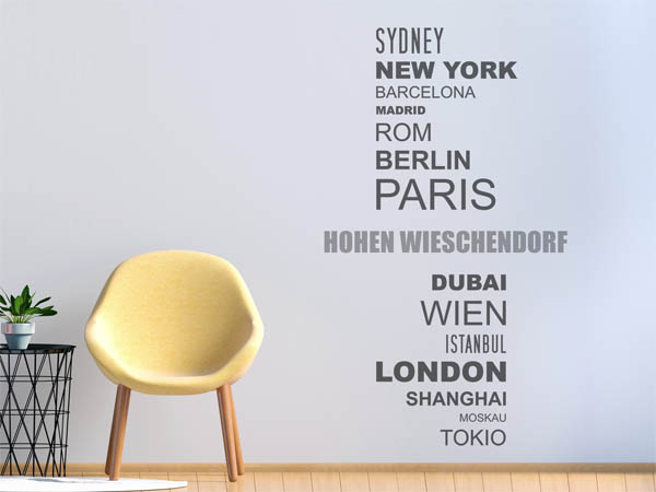 Wandtattoo Hohen Wieschendorf mit Weltstädten