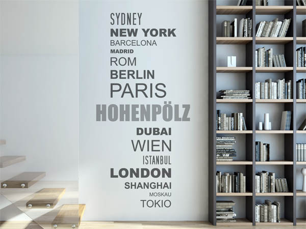 Wandtattoo Hohenpölz mit Weltstädten