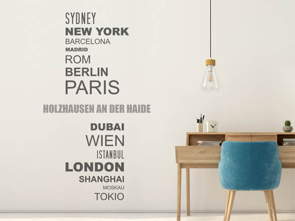 Wandtattoo Holzhausen an der Haide mit Weltstädten