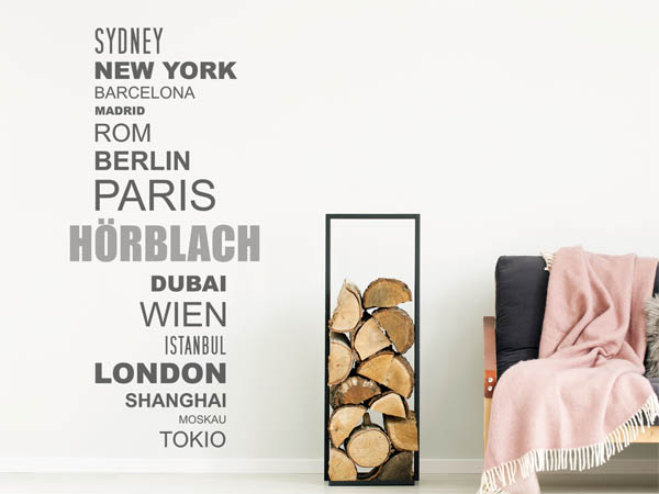 Wandtattoo Hörblach mit Weltstädten