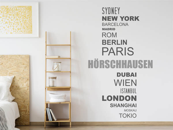 Wandtattoo Hörschhausen mit Weltstädten
