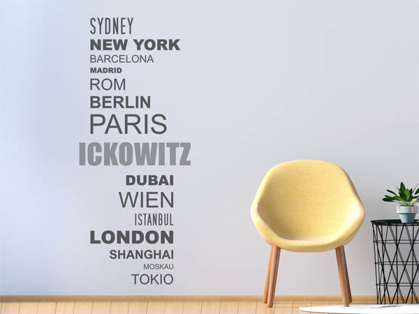 Wandtattoo Ickowitz mit Weltstädten